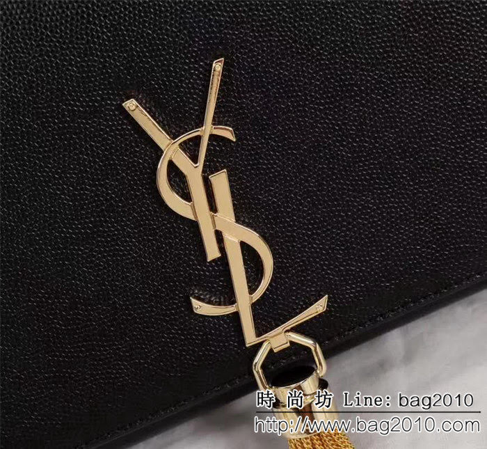 YSL聖羅蘭 原版魚子醬牛皮 翻蓋式 金色鏈條包 26702-1 YAS1200